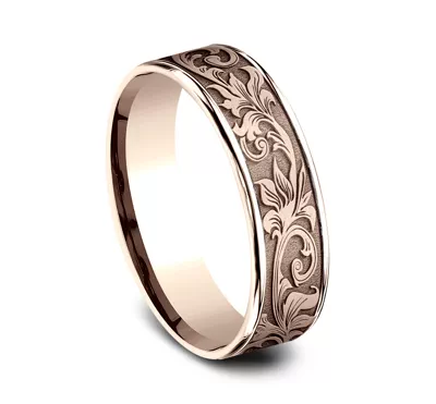 Imperium Floral Scroll Comfort-Fit Band (6.5mm)