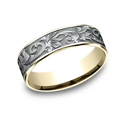 Imperium Floral Scroll Comfort-Fit Band (6.5mm)