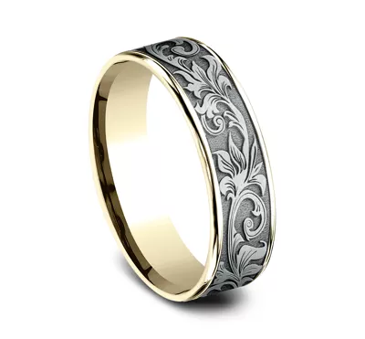 Imperium Floral Scroll Comfort-Fit Band (6.5mm)
