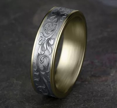 Imperium Floral Scroll Comfort-Fit Band (6.5mm)
