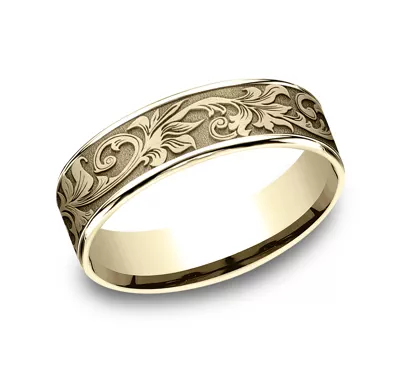 Imperium Floral Scroll Comfort-Fit Band (6.5mm)