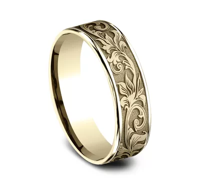 Imperium Floral Scroll Comfort-Fit Band (6.5mm)