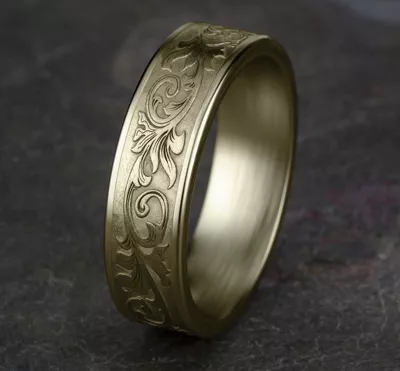Imperium Floral Scroll Comfort-Fit Band (6.5mm)
