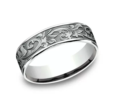 Imperium Floral Scroll Comfort-Fit Band (6.5mm)