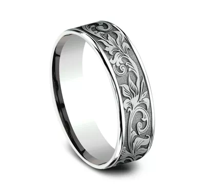 Imperium Floral Scroll Comfort-Fit Band (6.5mm)