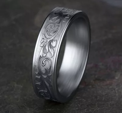 Imperium Floral Scroll Comfort-Fit Band (6.5mm)