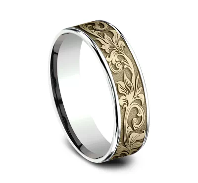 Imperium Floral Scroll Comfort-Fit Band (6.5mm)