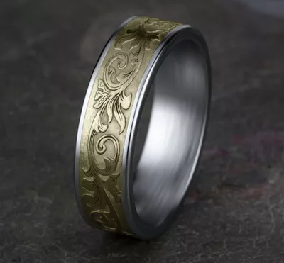 Imperium Floral Scroll Comfort-Fit Band (6.5mm)