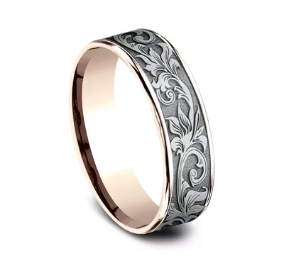 Imperium Floral Scroll Comfort-Fit Band (6.5mm)