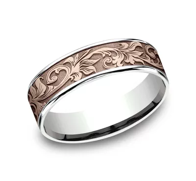 Imperium Floral Scroll Comfort-Fit Band (6.5mm)