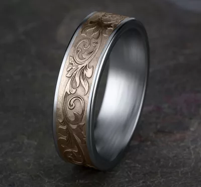 Imperium Floral Scroll Comfort-Fit Band (6.5mm)