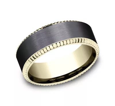 Bastion Fluted Bevel Black Titanium Comfort-Fit Band (8mm)