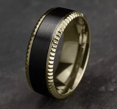 Bastion Fluted Bevel Black Titanium Comfort-Fit Band (8mm)
