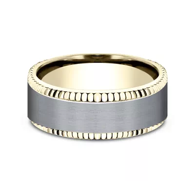 Bastion Fluted Bevel Grey Tantalum Comfort-Fit Band (8mm)