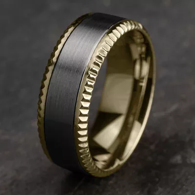 Bastion Fluted Bevel Grey Tantalum Comfort-Fit Band (8mm)