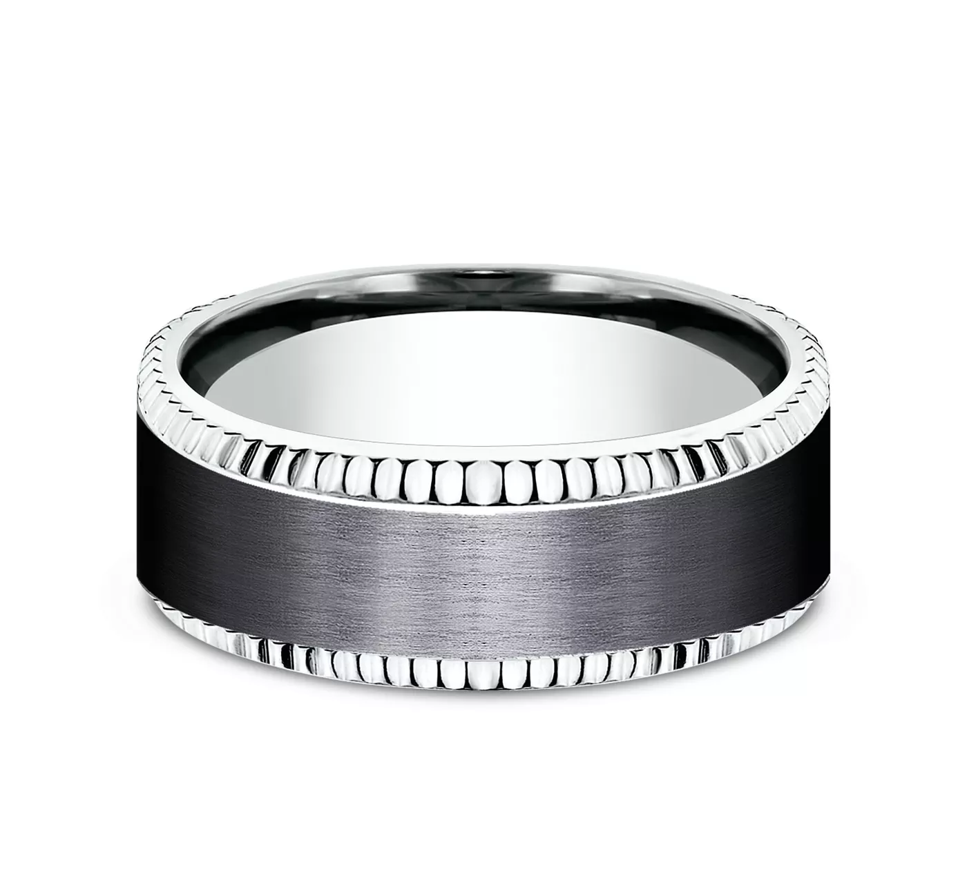 Bastion Fluted Bevel Black Titanium Comfort-Fit Band (8mm)