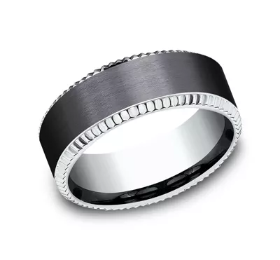 Bastion Fluted Bevel Black Titanium Comfort-Fit Band (8mm)