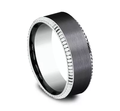 Bastion Fluted Bevel Black Titanium Comfort-Fit Band (8mm)