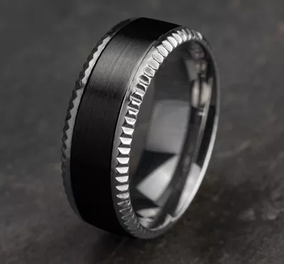 Bastion Fluted Bevel Black Titanium Comfort-Fit Band (8mm)