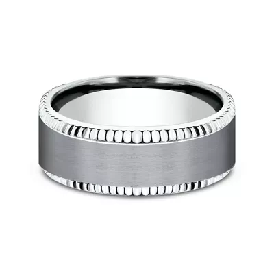 Bastion Fluted Bevel Grey Tantalum Comfort-Fit Band (8mm)