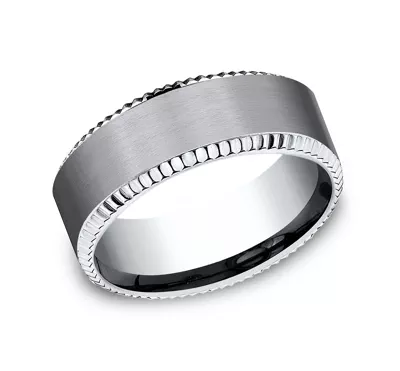 Bastion Fluted Bevel Grey Tantalum Comfort-Fit Band (8mm)