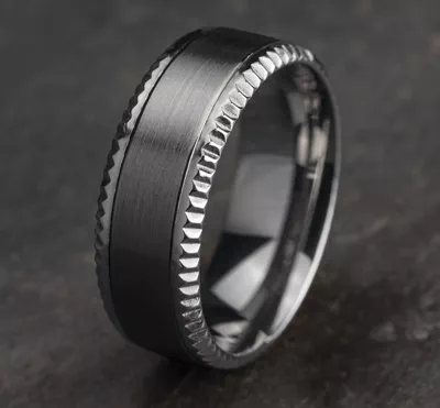 Bastion Fluted Bevel Grey Tantalum Comfort-Fit Band (8mm)