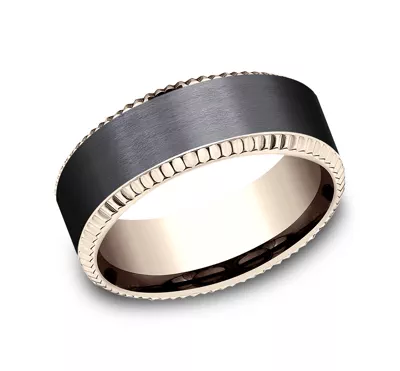 Bastion Fluted Bevel Black Titanium Comfort-Fit Band (8mm)