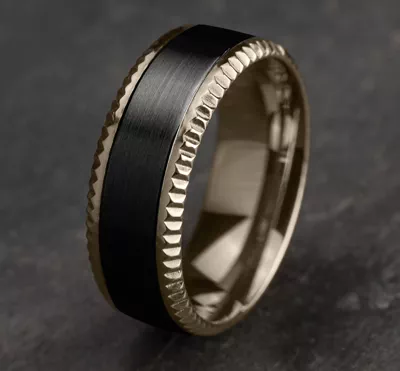 Bastion Fluted Bevel Black Titanium Comfort-Fit Band (8mm)