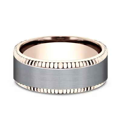 Bastion Fluted Bevel Grey Tantalum Comfort-Fit Band (8mm)