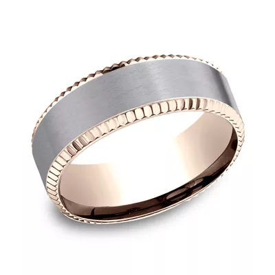 Bastion Fluted Bevel Grey Tantalum Comfort-Fit Band (8mm)
