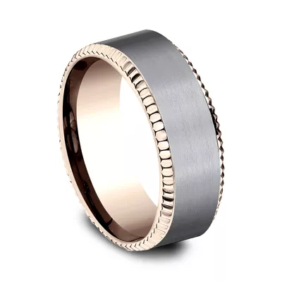 Bastion Fluted Bevel Grey Tantalum Comfort-Fit Band (8mm)