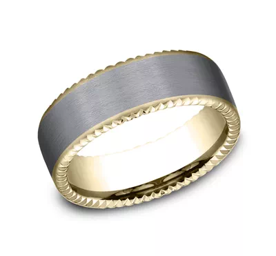 Bastion Thin Fluted Bevel Grey Tantalum Comfort-Fit Band (7.5mm)