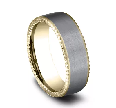 Bastion Thin Fluted Bevel Grey Tantalum Comfort-Fit Band (7.5mm)