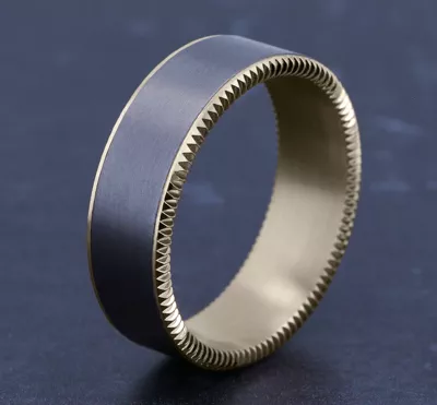 Bastion Thin Fluted Bevel Grey Tantalum Comfort-Fit Band (7.5mm)