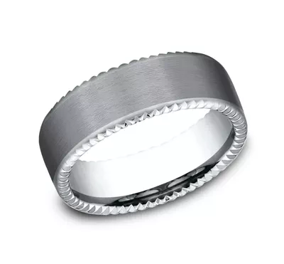 Bastion Thin Fluted Bevel Grey Tantalum Comfort-Fit Band (7.5mm)