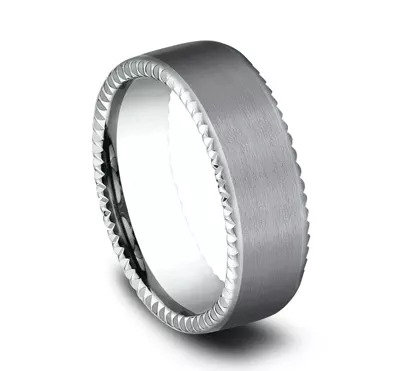 Bastion Thin Fluted Bevel Grey Tantalum Comfort-Fit Band (7.5mm)