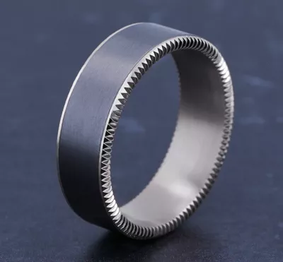 Bastion Thin Fluted Bevel Grey Tantalum Comfort-Fit Band (7.5mm)