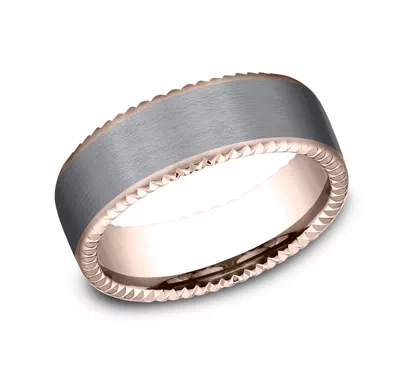 Bastion Thin Fluted Bevel Grey Tantalum Comfort-Fit Band (7.5mm)