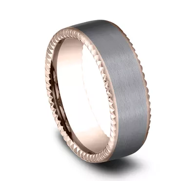 Bastion Thin Fluted Bevel Grey Tantalum Comfort-Fit Band (7.5mm)
