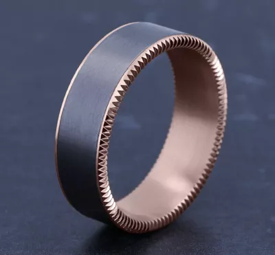 Bastion Thin Fluted Bevel Grey Tantalum Comfort-Fit Band (7.5mm)