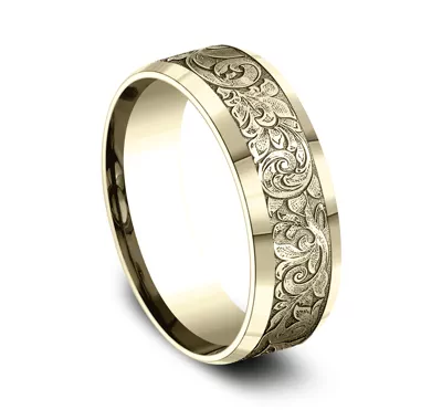 Valentura Floral Scroll Comfort-Fit Band (7.5mm)