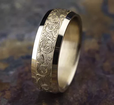 Valentura Floral Scroll Comfort-Fit Band (7.5mm)