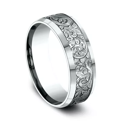 Valentura Floral Scroll Comfort-Fit Band (7.5mm)