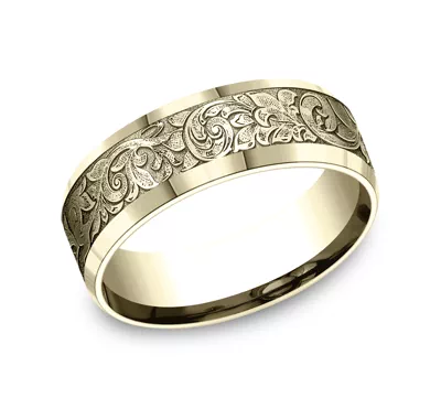 Valentura Floral Scroll Comfort-Fit Band (7.5mm)