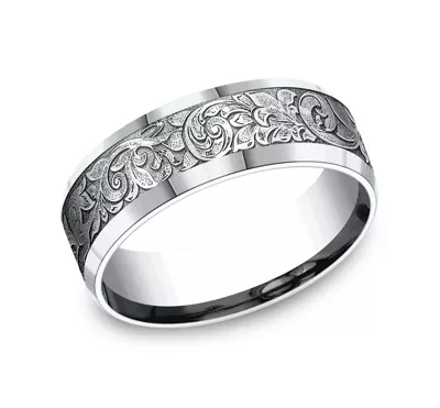 Valentura Floral Scroll Comfort-Fit Band (7.5mm)
