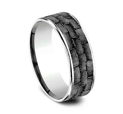 Masonry Tantalum & Gold Comfort-Fit Band (7.5mm)
