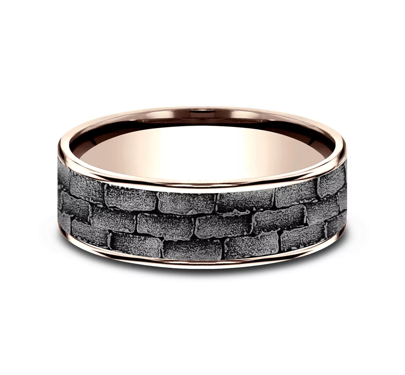 Masonry Tantalum & Gold Comfort-Fit Band (7.5mm)