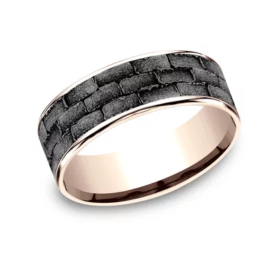 Masonry Tantalum & Gold Comfort-Fit Band (7.5mm)