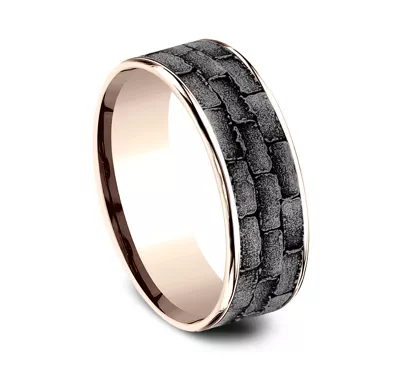 Masonry Tantalum & Gold Comfort-Fit Band (7.5mm)