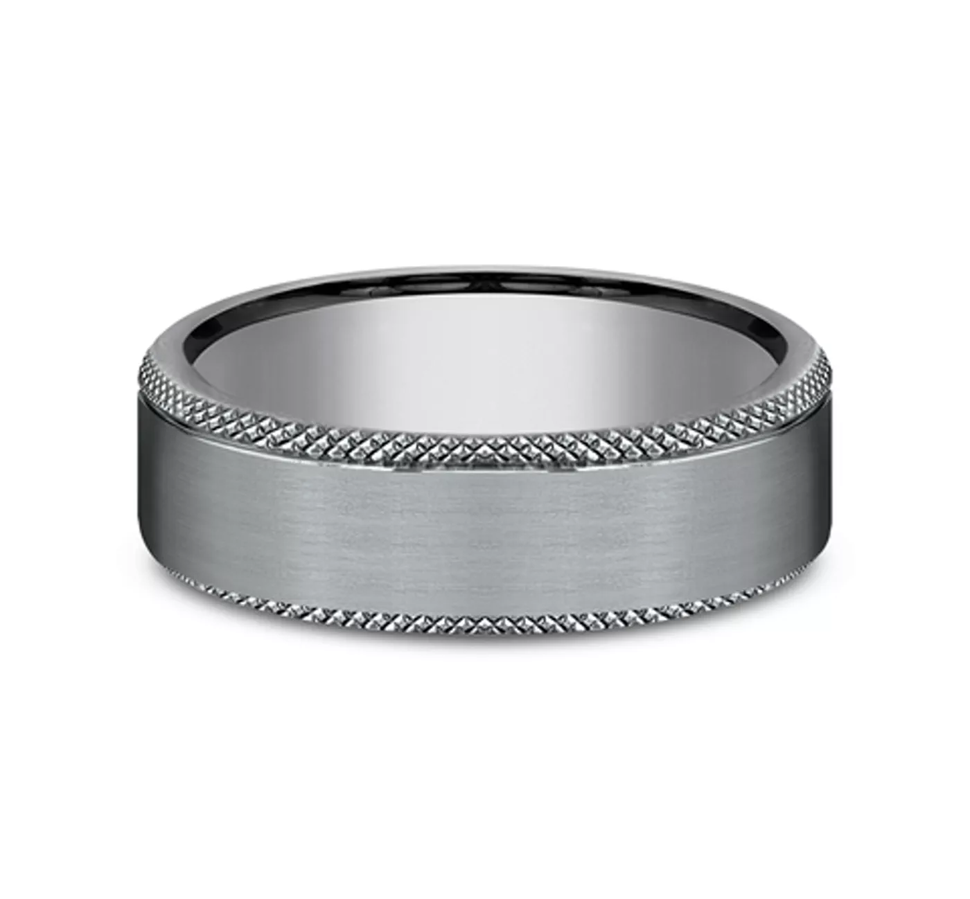 Satin Grey Tantalum Knurled Edge Comfort Fit Band (6.5mm)